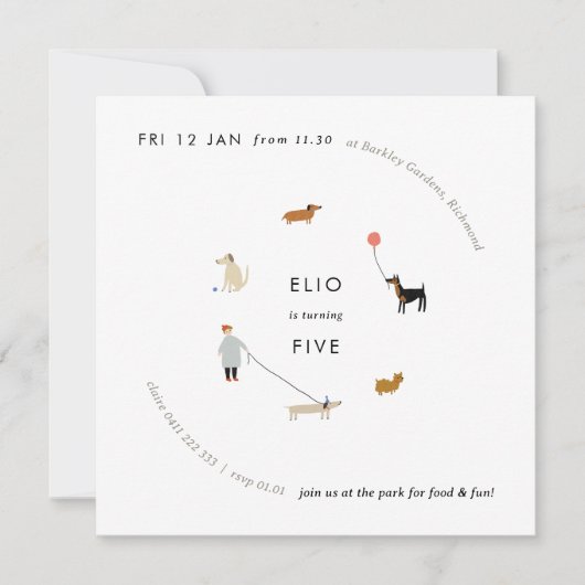 Puppy Party Modern Chien Anniversaire Invitation - (Devant)