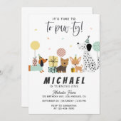 Puppy Party Verjaardag Uitnodiging Ontwerp (Voorkant / Achterkant)