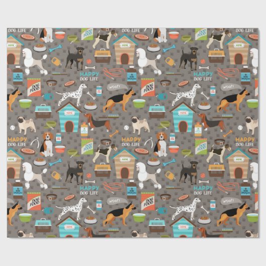 Puppy Pattern Cadeaupapier (Vlak)