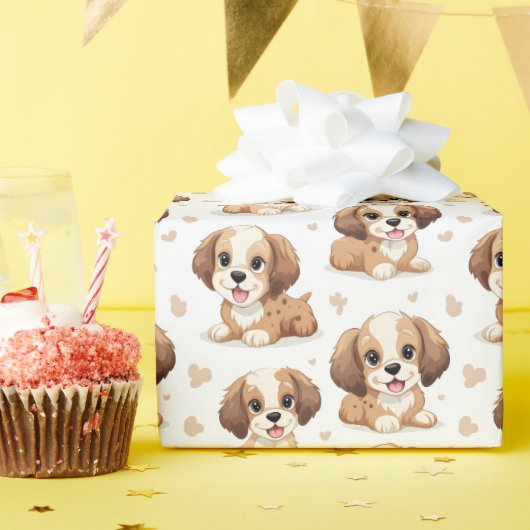 Puppy Pattern Cadeaupapier (Verjaardagsfeest)