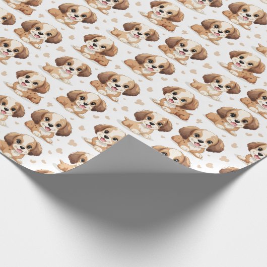 Puppy Pattern Cadeaupapier (Hoek)