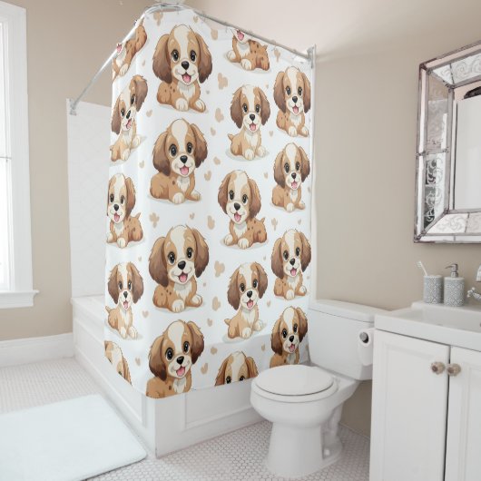 Puppy Pattern Douchegordijn (In situ)
