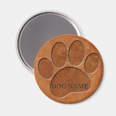 Puppy Paw Faux Terracotta Print Aangepaste naam Magneet (Voorkant / Achterkant)