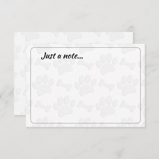 Puppy Paw Prints and Bones Custom Just a Note Notitiekaartje (Voorkant / Achterkant)