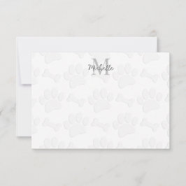 Puppy Paw Prints and Bones Personalized Monogram Notitiekaartje