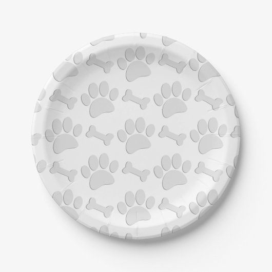 Puppy Paw Prints en Botten Custom Papieren Bordje (Voorkant)
