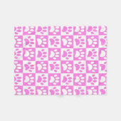 Puppy Paw Prints in roze en wit Fleece Deken (Voorkant (Horizontaal))