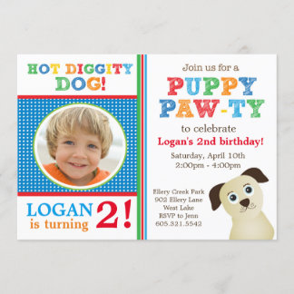Puppy Paw-ty verjaardagsfeestje uitnodiging (prima
