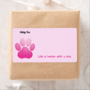 Puppy Pawprint / Roze op Roze / Het leven is beter Etiket