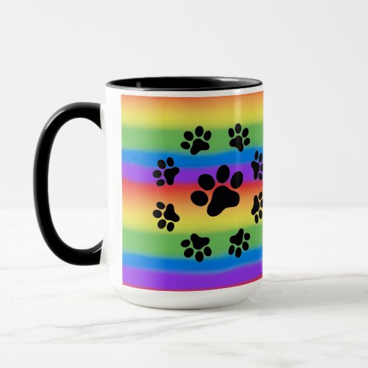 Puppy Paws op een Rainboogachtergrond-MOK Mok (Links)