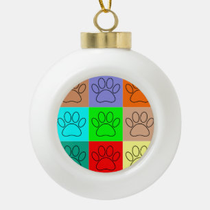 Puppy Paws op vierkante plaatsen bevestigen Keramische Bal Ornament