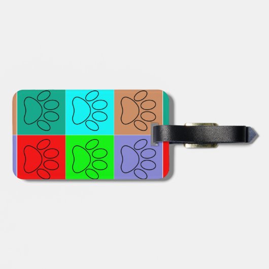 Puppy Paws op vierkante pleinen personaliseren Bag Bagagelabel (Achterkant horizontaal)