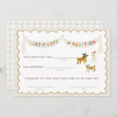Puppy Pawty Certificaat van Adoptie Kaart (Voorkant / Achterkant)