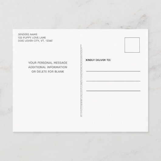 Puppy Pawty Chalkboard Blue Dog Birthday Uitnodiging Briefkaart (Achterkant)