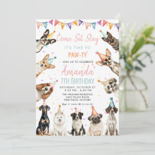 Puppy Pawty Dogs Verjaardag Kaart