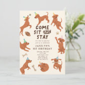 Puppy Pawty Invitation de fête d'anniversaire (Debout devant)