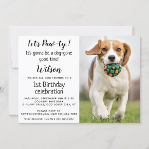 Puppy Pawty Pet Foto Puppy Verjaardagsfeest Uitnod Kaart