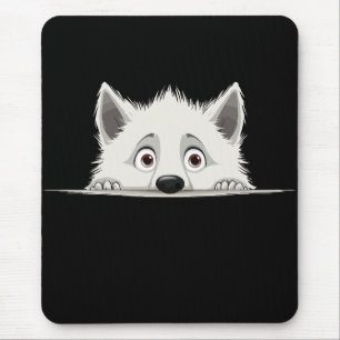 Puppy Peeking Schattige Schattig Grappig Dier Cart Muismat