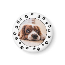 Puppy Photo Black Paw Print Magnet