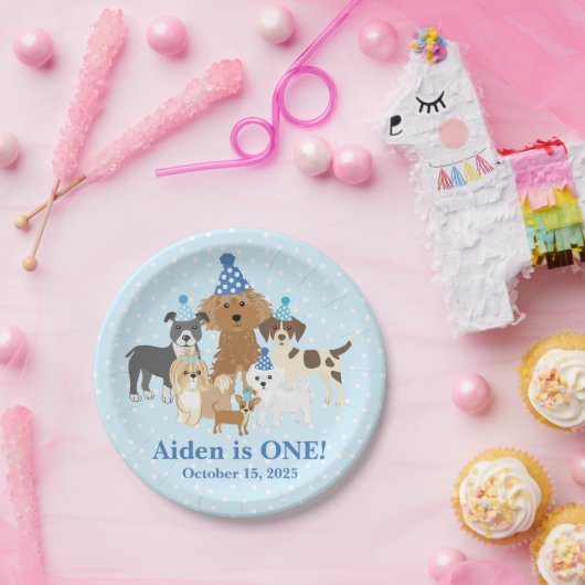 Puppy Plate Personalized for your Birthday Papieren Bordje (Feest)