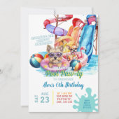 Puppy Pool Party Verjaardag Uitnodiging (Voorkant)