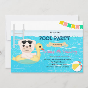 Puppy poolparty-uitnodiging kaart