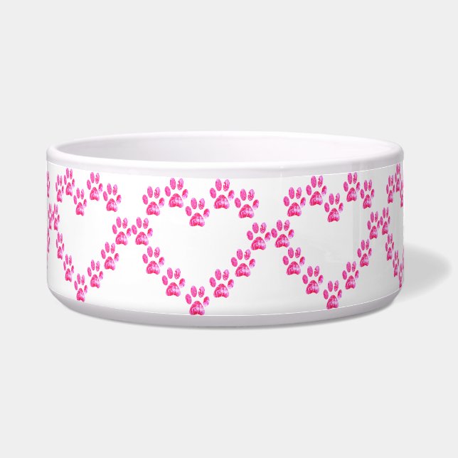 Puppy Pootjes Hond prints Papa Pup Mama Goede Jong Voerbakje (Voorkant)