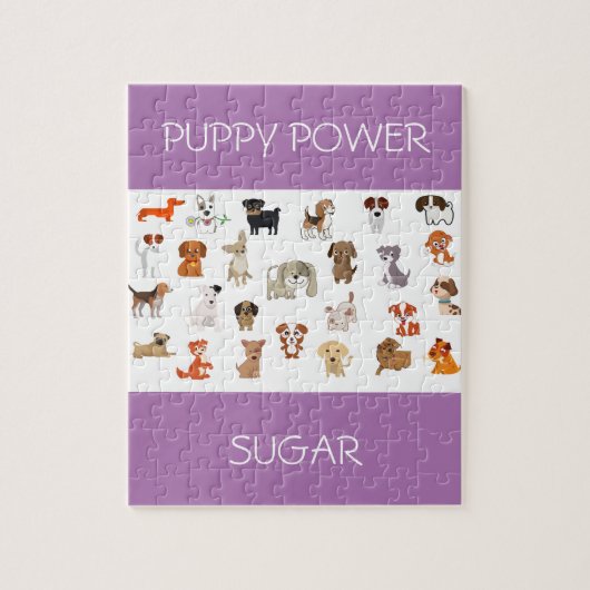 "PUPPY POWER"-puzzel met aangepaste naam puppy. Legpuzzel (Verticaal)