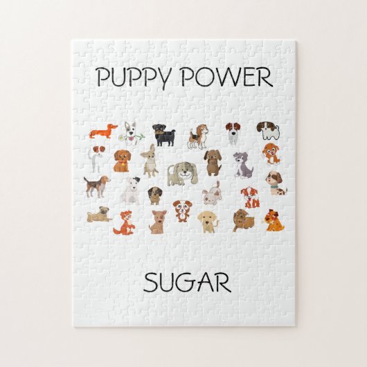 "PUPPY POWER"-puzzel met aangepaste naam puppy. Legpuzzel (Verticaal)
