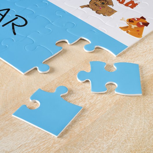 "PUPPY POWER"-puzzel met aangepaste naam puppy. Legpuzzel (Zijkant)