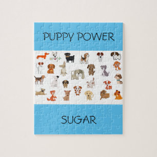 "PUPPY POWER"-puzzel met aangepaste naam puppy. Legpuzzel