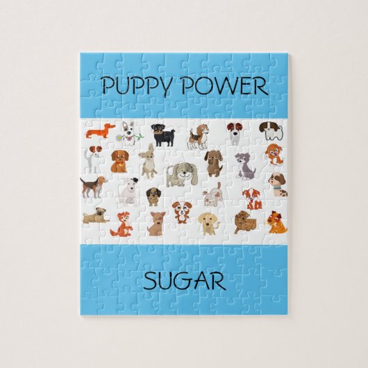 "PUPPY POWER"-puzzel met aangepaste naam puppy. Legpuzzel (Verticaal)