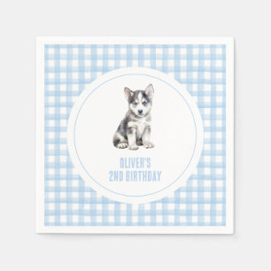 Puppy preppy geruite verjaardag servet
