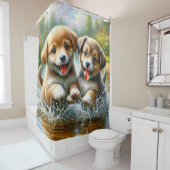 "Puppy Puddle Playtime" Douchegordijn (In situ)