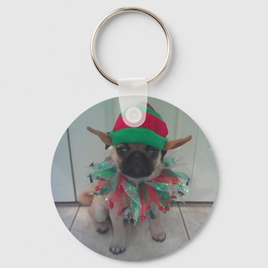 Puppy Pug Elf Sleutelhanger (Voorkant)