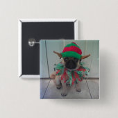 Puppy Pug Elf vierkante knop, pin Vierkante Button 5,1 Cm (Voorkant /achterkant)