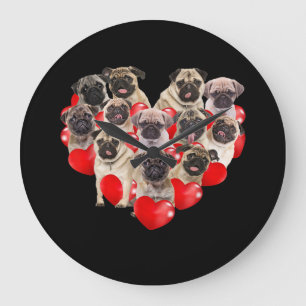 Puppy Pugs Hond Valentijnsdag Cadeau Grote Klok