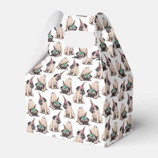 Puppy Pugs | Unicorn-patroon overbrengen Bedankdoosjes (Voorkant Zijde)