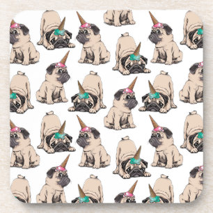 Puppy Pugs   Unicorn-patroon overbrengen Bier Onderzetter
