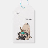Puppy Pugs | Unicorn-patroon overbrengen Cadeaulabel (Voorkant)