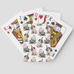 Puppy Pugs   Unicorn-patroon overbrengen Pokerkaarten