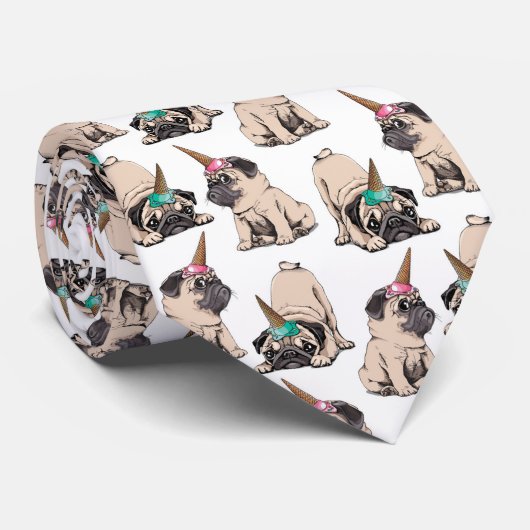 Puppy Pugs | Unicorn-patroon overbrengen Stropdas (Opgerold)