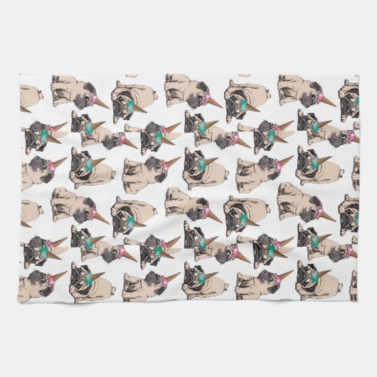 Puppy Pugs | Unicorn-patroon overbrengen Theedoek (Horizontaal)