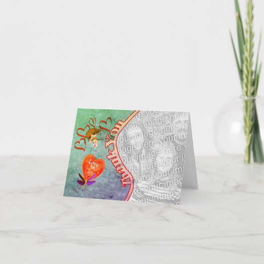 Puppy Red Hearts Merci Carte photo (Devant)