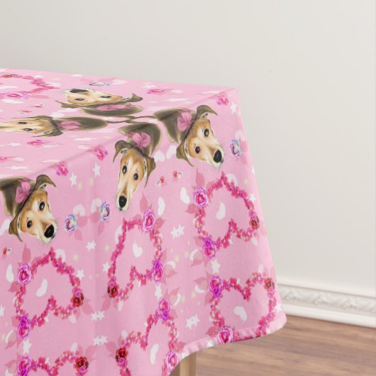 Puppy roze tablecloth Hearts Tafelkleed (Voorbeeld)