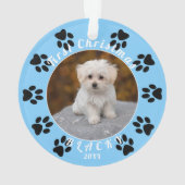 Puppy`s First Christmas Blue Paw Dog Photo (dos)