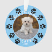 Puppy`s First Christmas Blue Paw Dog Photo (devant)