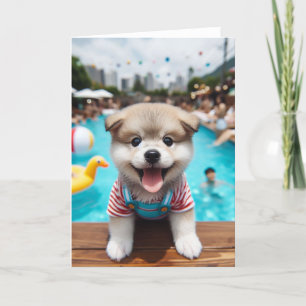 Puppy Schattige Pool Party Alle Gelegenheden Kaart