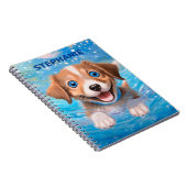Puppy Schattige Zwemhond Gepersonaliseerde Kinder Notitieboek (Rechterzijde)