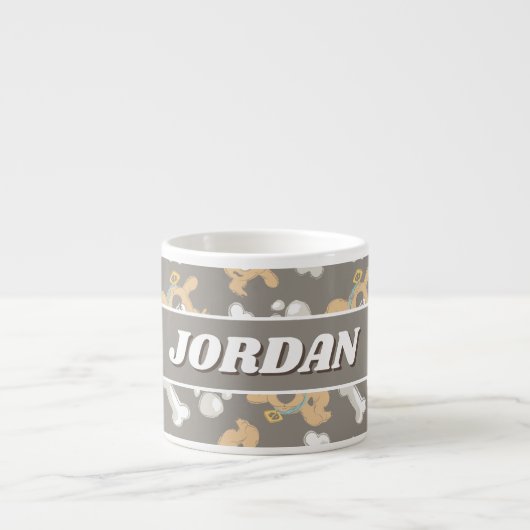 Puppy Scooby-Doo Bone & Paw Print Patroon Espresso Kop (Voorkant)